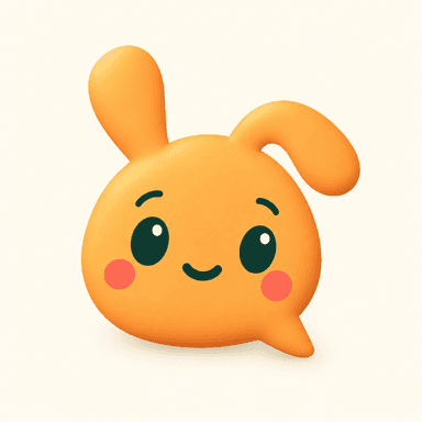 Zoppy, an orange speech-bubble character with floppy ears
